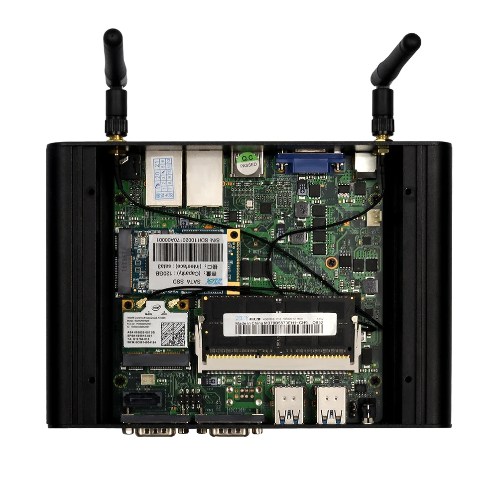 XCY Fanless Mini PC Intel Core i5 i7 i3 4th 5th Gen 2x Serial RS232 2x GbE HDMI VGA 4x USB Ports Support WiFi Windows Linux