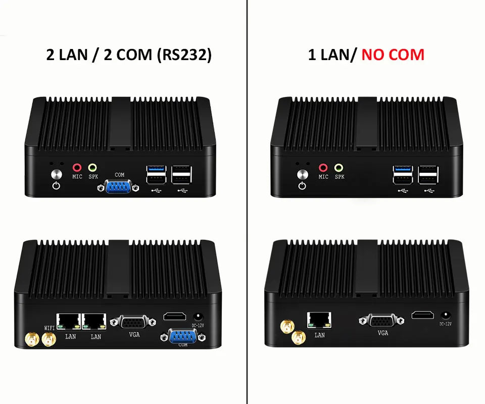 Fanless Mini PC Intel Celeron N2930 J1900 N2840 Dual LAN Windows 10 4 Core Industrial Mini Desktop Computer COM WiFi HTPC