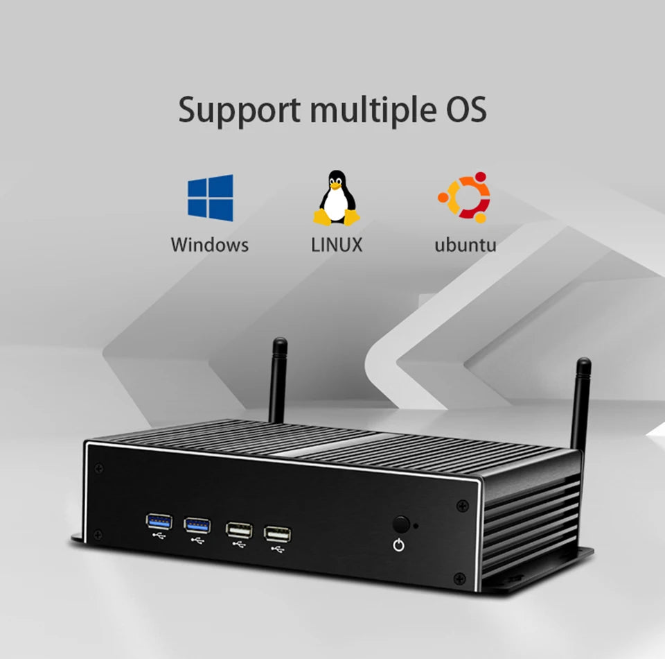 Fanless Industrial Mini PC Dual NIC LAN 6*COM RS232 RS485 Core i5 4200U 2955U  Win10/11 Ubuntu Linx Thunderbdt Game Computer