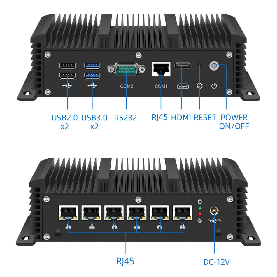 Mini PC Intel Core i7-10710U i5-10310U 6x 2.5G Ethernet Support Windows Ubuntu Pfsense OpenWrt WiFi 4G LTE Virtualization