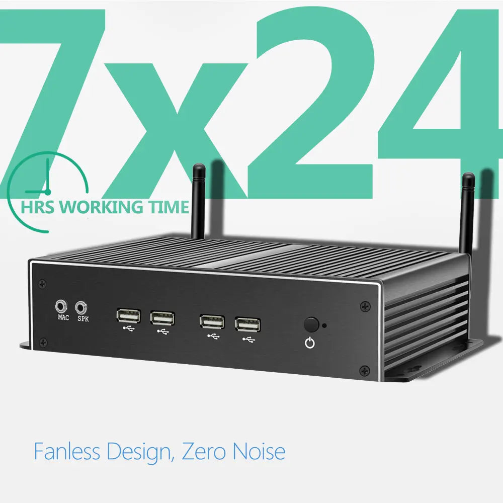 Fanless Industrial Mini PC Dual NIC LAN 6*COM RS232 RS485 Core i5 4200U 2955U  Win10/11 Ubuntu Linx Thunderbdt Game Computer