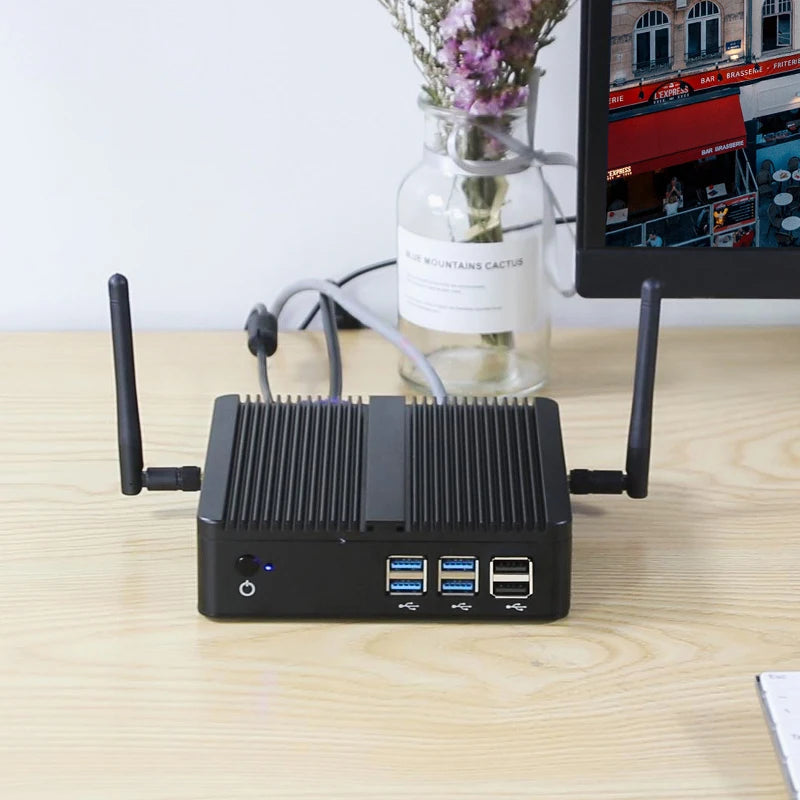 XCY Fanless Mini PC Intel Core i7 4500U i5 4200U Gigabit Ethernet HDMI VGA Display 8x USB Ports Support WiFi Windows Linux