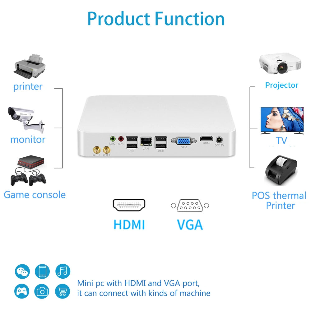 Mini PC HTPC Core i5 3317U 4200U Windows 10 Cooler Fan 8G RAM DDR3L Gaming Mini Computer HDMI Wifi Office Home Desktop minipc