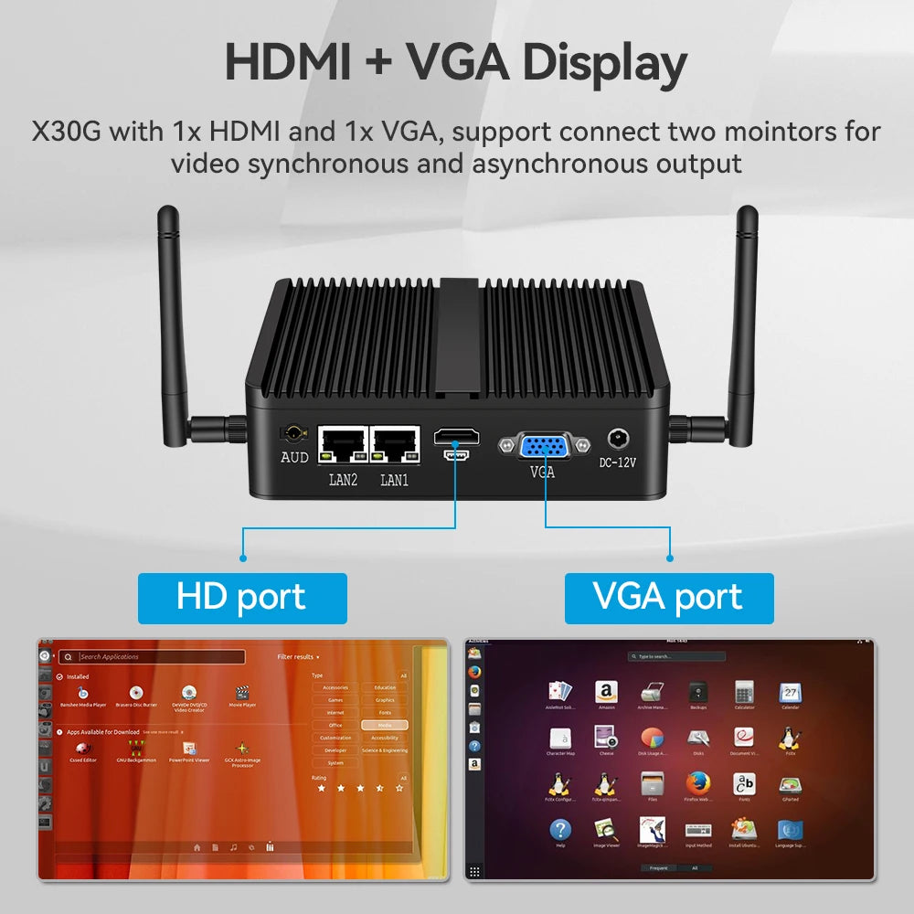 XCY Fanless Mini PC Intel Core i5-5200U i3-5005U Dual GbE LAN 2x RS-232 Serial Ports 4x USB Embedded IPC WiFi Windows Linux