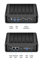 BEBEPC Industrial Mini PC Fanless Intel Core i5 5200U i7 4500U 2*COM RS232 Mini Computer Desktop Celeron Windows 10 Wifi HD 2LAN