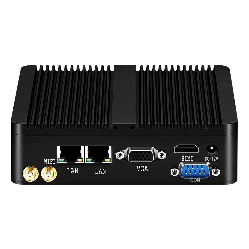 Mini PC Intel Pentium J2900 Quad-cores 2x COM RS232 Dual Gigabit Ethernet Embedded Fanless Industrial Computer Support WiFi 4G
