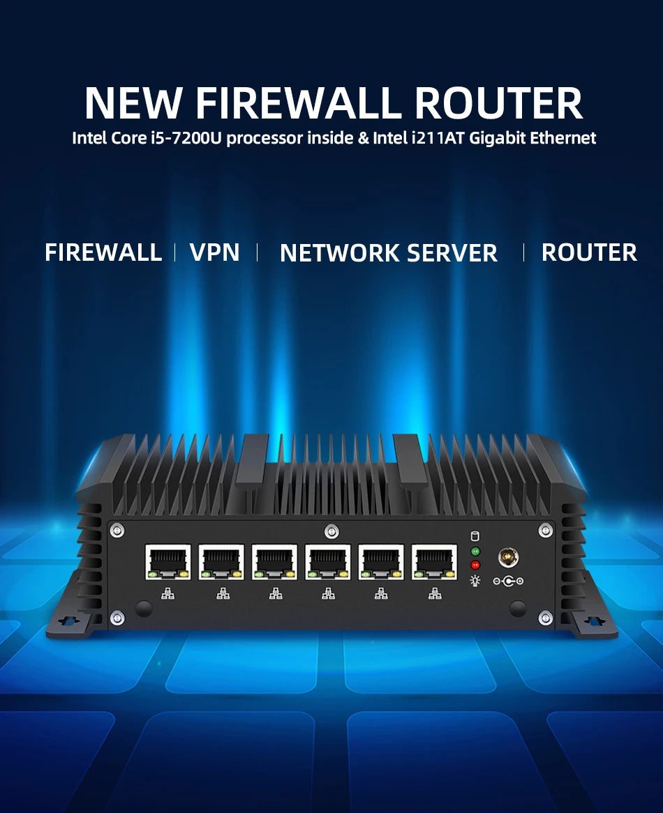 Mini PC Intel Core i7-10710U i5-10310U 6x 2.5G Ethernet Support Windows Ubuntu Pfsense OpenWrt WiFi 4G LTE Virtualization