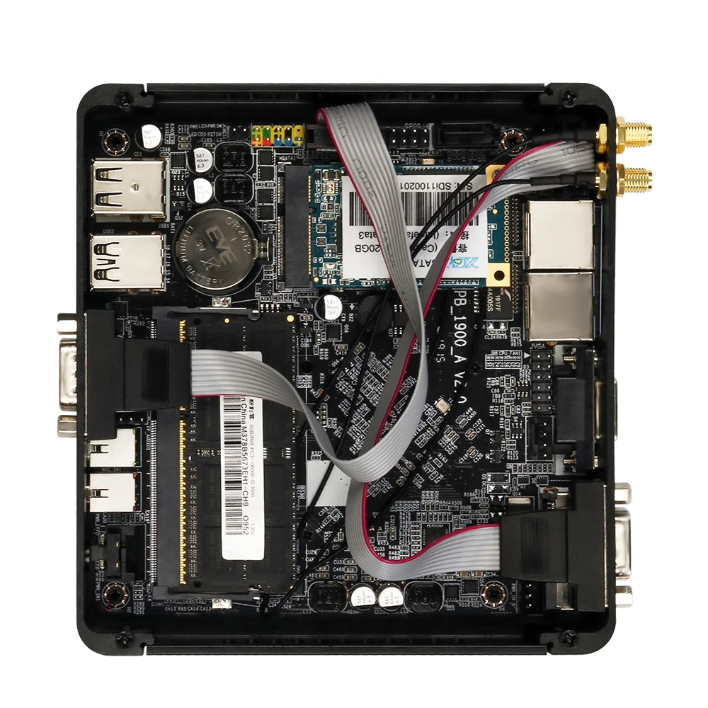 Mini PC Intel Pentium J2900 Quad-cores 2x COM RS232 Dual Gigabit Ethernet Embedded Fanless Industrial Computer Support WiFi 4G