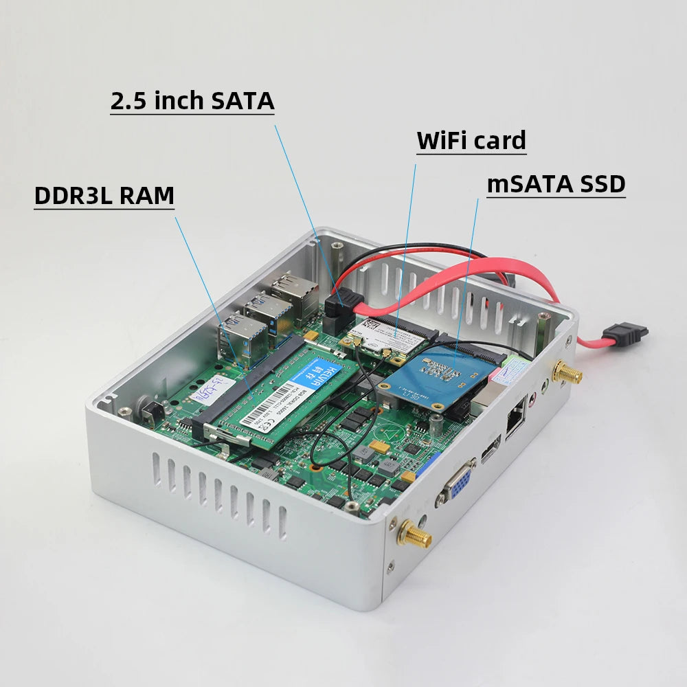 XCY Fanless Mini PC Intel Core i7 4500U i5 4200U i3 5005U Windows 10 HDMI VGA Display 300Mbps Wi-Fi Gigabit Ethernet Linux HTPC
