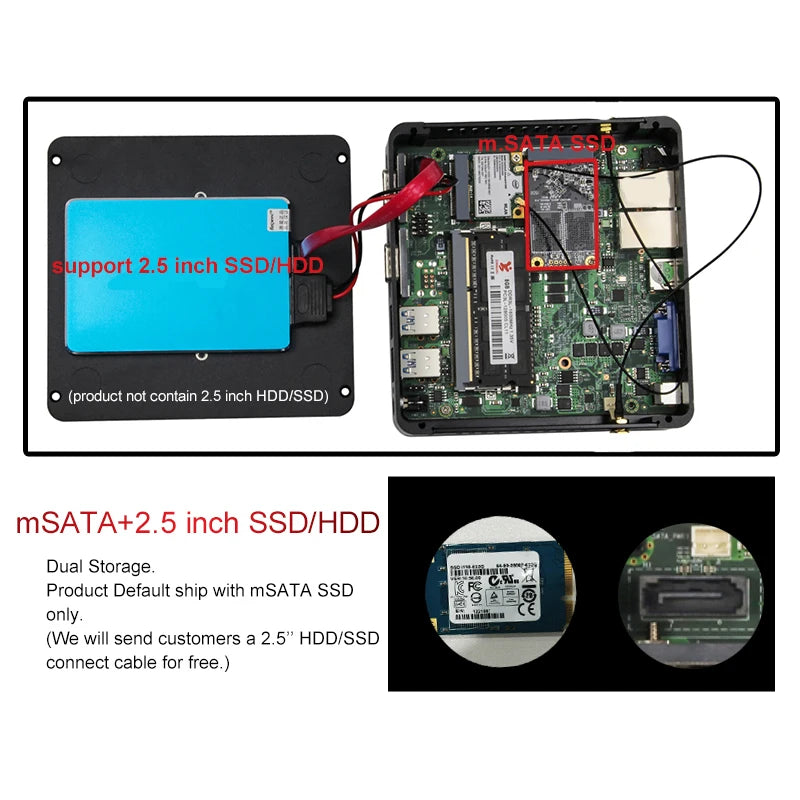 Industrial Fanless Mini PC Celeron J6412 Core i3-5005U Dual LAN 2*COM HDMI WIFI Windows 10 Nettop Office Computer minipc Desktop