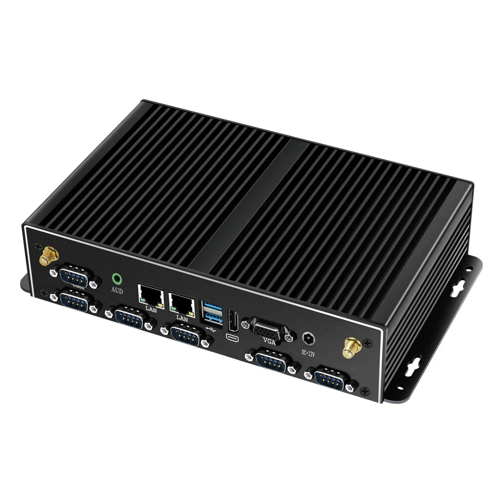 XCY Fanless Industrial Mini PC Intel Core i7 5500U 2x GbE LAN 6x COM RS232 HDMI VGA 6x USB Support WiFi 4G LTE Windows Linux