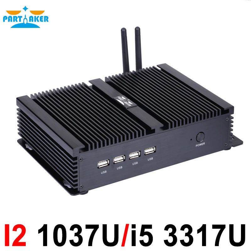 Fanless mini pc industrial computer with USB 3.0 4*COM HDMI Intel Celeron C1037U C1007U Core i5 3317U Windows 11 Linux