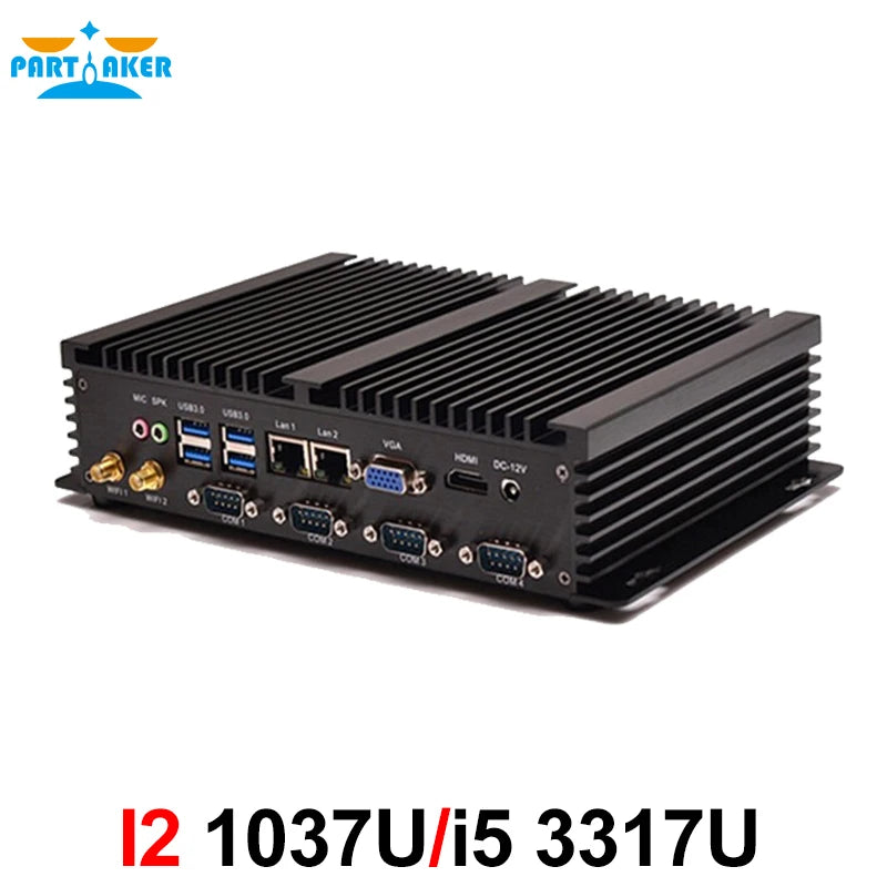 Fanless mini pc industrial computer with USB 3.0 4*COM HDMI Intel Celeron C1037U C1007U Core i5 3317U Windows 11 Linux