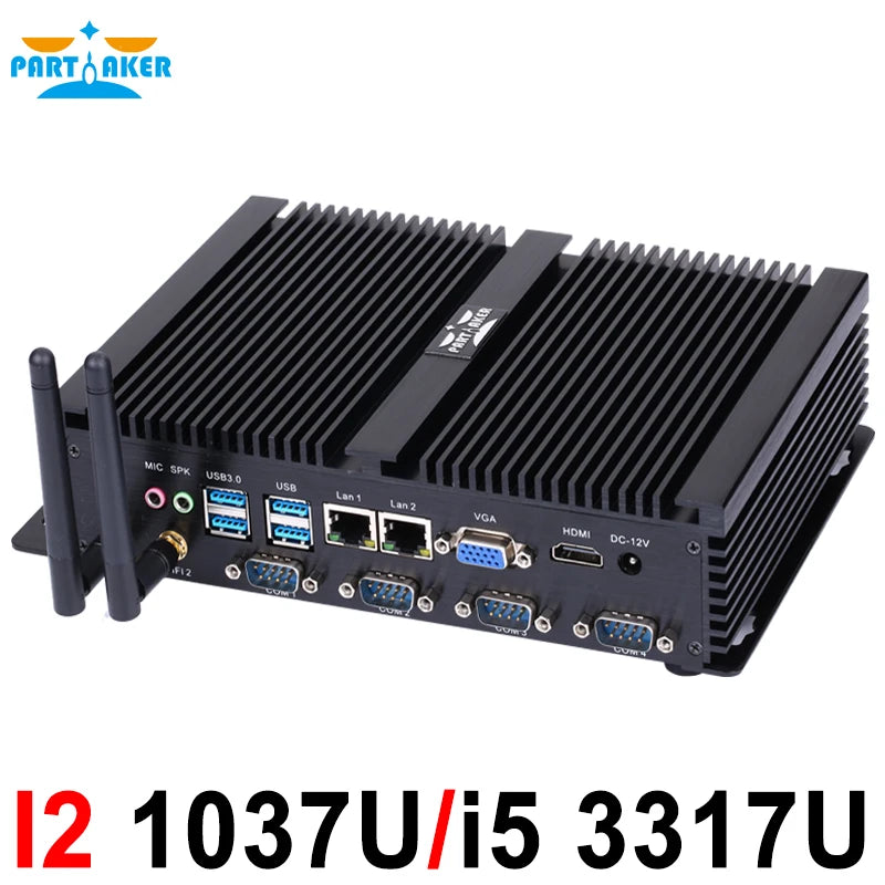 Fanless mini pc industrial computer with USB 3.0 4*COM HDMI Intel Celeron C1037U C1007U Core i5 3317U Windows 11 Linux
