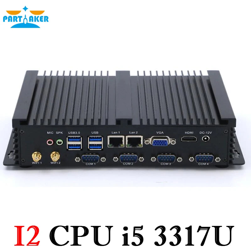 Fanless mini pc industrial computer with USB 3.0 4*COM HDMI Intel Celeron C1037U C1007U Core i5 3317U Windows 11 Linux