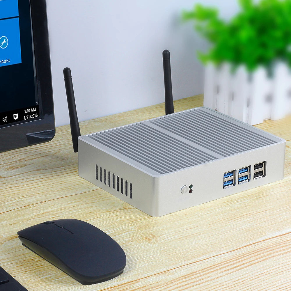 XCY Fanless Mini PC Intel Core i7 4500U i5 4200U i3 5005U Windows 10 HDMI VGA Display 300Mbps Wi-Fi Gigabit Ethernet Linux HTPC