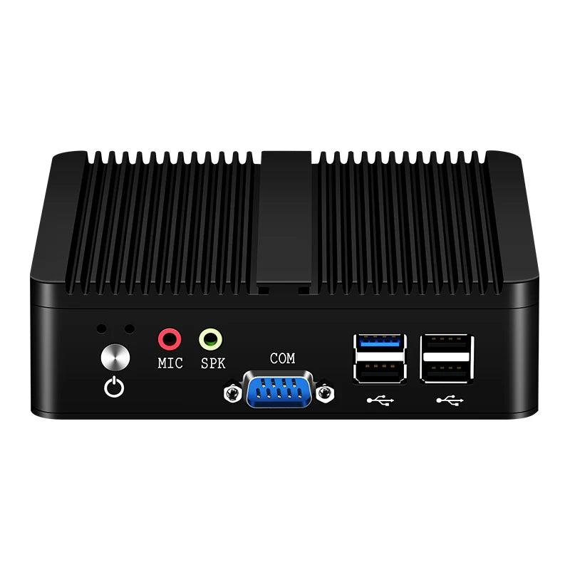 Mini PC Intel Pentium J2900 Quad-cores 2x COM RS232 Dual Gigabit Ethernet Embedded Fanless Industrial Computer Support WiFi 4G