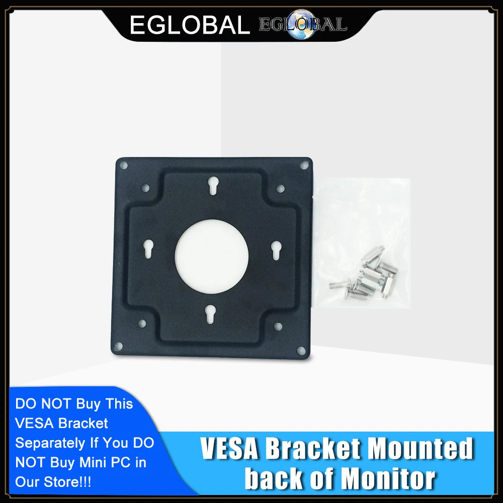 VESA Bracket Mounted back of Monitor for EGLOBAL Mini PC, PLS KINDLY CHECK IF YOUR Mini Computer FIT FOR THE VESA MOUNT!!!