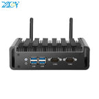 XCY Fanless Mini PC Intel Core i5 i7 i3 4th 5th Gen 2x Serial RS232 2x GbE HDMI VGA 4x USB Ports Support WiFi Windows Linux