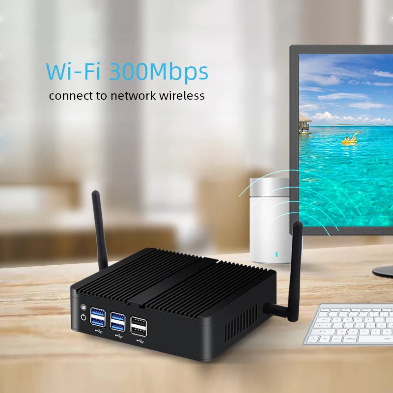 Fanless Mini PC Intel Core i7-4500U i5-4200U i3-5005U Windows 10 300M WiFi 8GB DDR3L 128GB/256GB/512GB SSD Barebone Computers