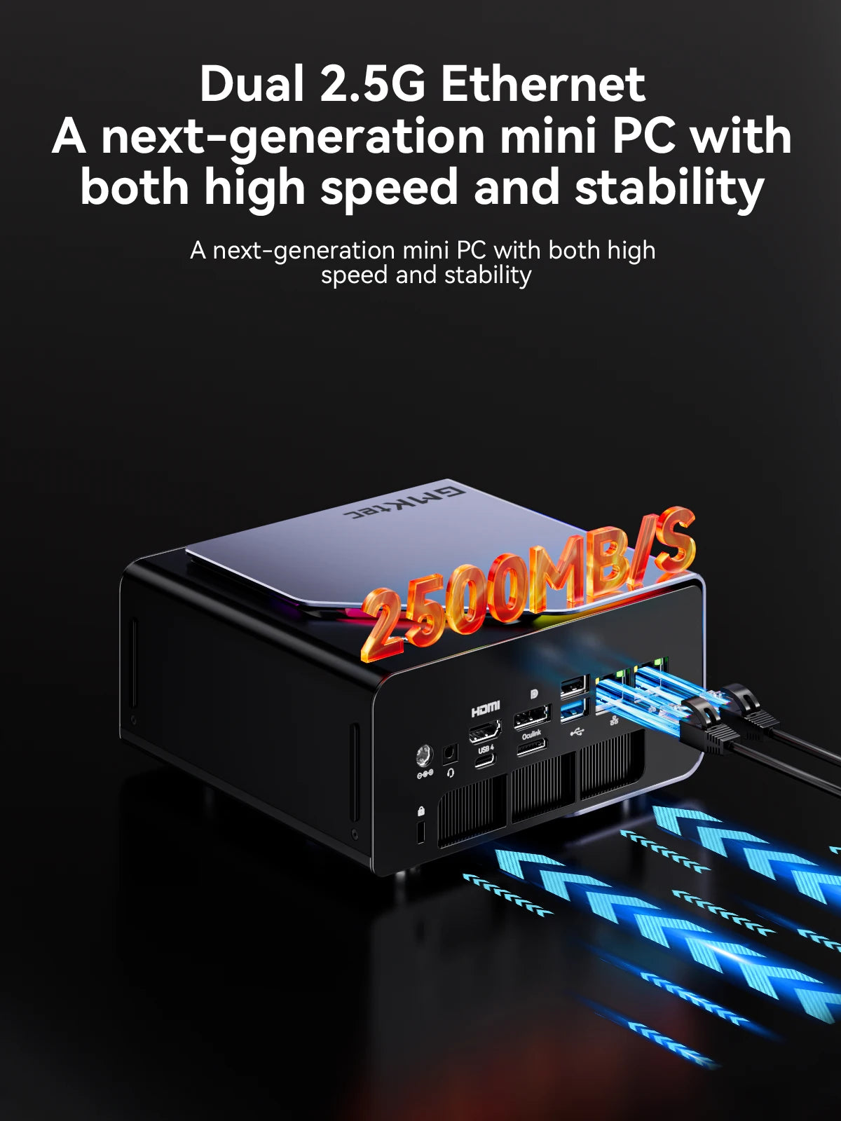 GMKtec K12 Mini PC AMD Ryzen™ 7 H 255 Dual DDR5 5600MT/s 3*SSD PCIe4.0 WiFi 6 BT 5.2 Dual 2.5G LAN OCulink Desktop Computer