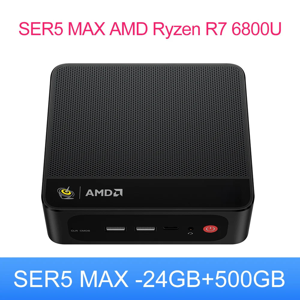 Beelink SER5 Max Mini PC AMD Ryzen7 6800U 7735HS DDR5 24GB SSD 500GB 1TB SER5 R5 5500U DDR4 16GB Support WiFi6 2.5G LAN Desktop
