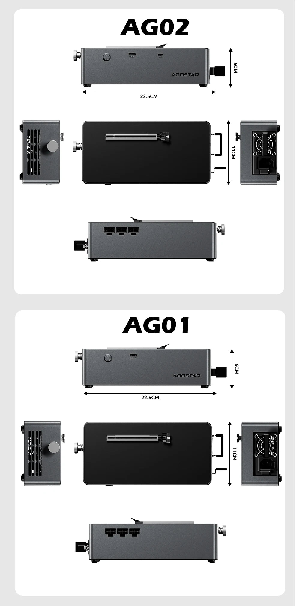 AG01 AG02 EGPU Dock with OCulink/USB4 Port,Built-in 800W Power Supply, Supports TGX hot-swap,PCIe 4.0 x4