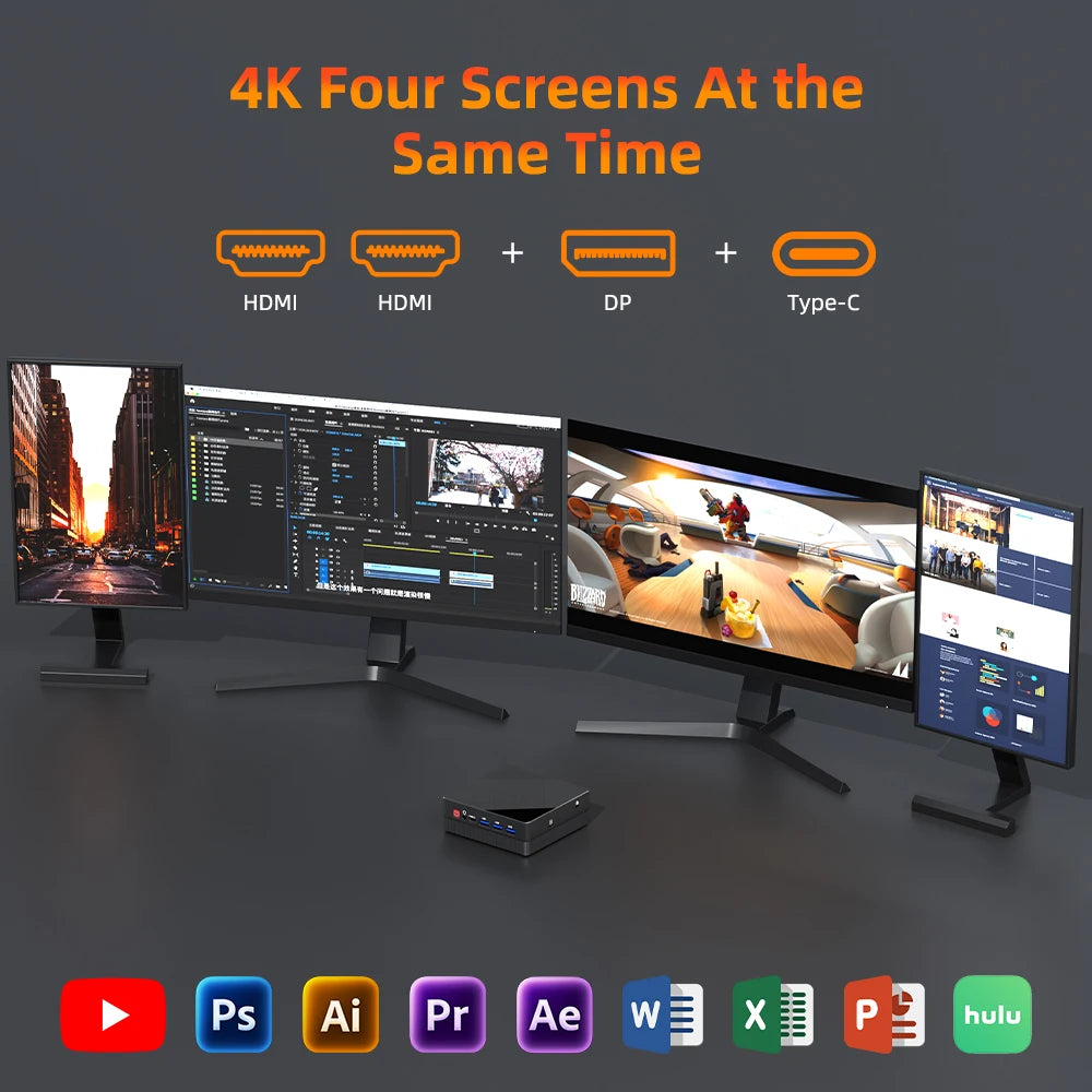 TexHoo AMD R7 6800H 6600H 6600U 7530U 5800H  4800H 4500U Mini PC  DDR5 NVMe SSD WiFi 6  BT5.2 HDMI DP  Dual LAN Desktop computer