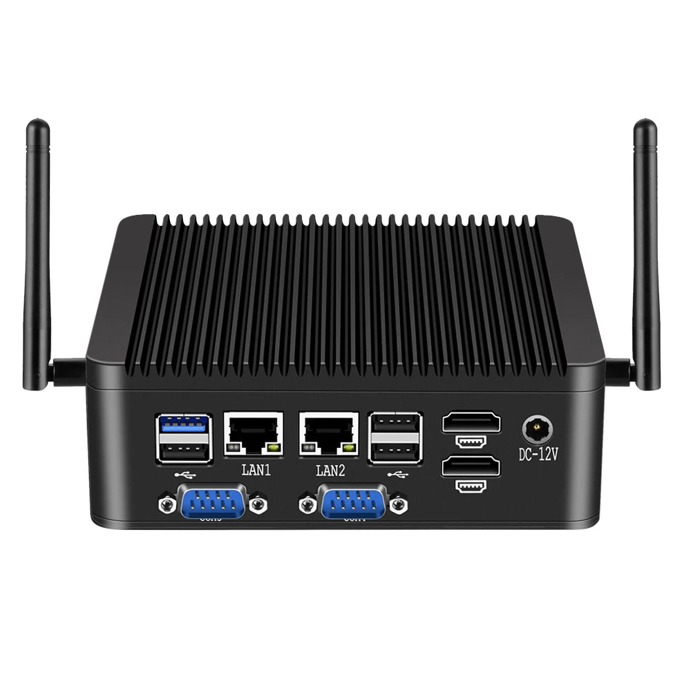 Industrial Mini PC Intel Pentium J5005 4xCOM 8xUSB 2xLAN 2xHDMI SIM Slot mPCIe WiFi 4G LTE GPIO LVDS Win11/10 Linux TPM2.0
