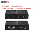 BEBEPC Fanless MINI router  Intel 4405U 6*LAN i211 NICS 1*RS232 3/4G module pfsense firewall soft VPN sever Linx win10/11 pc