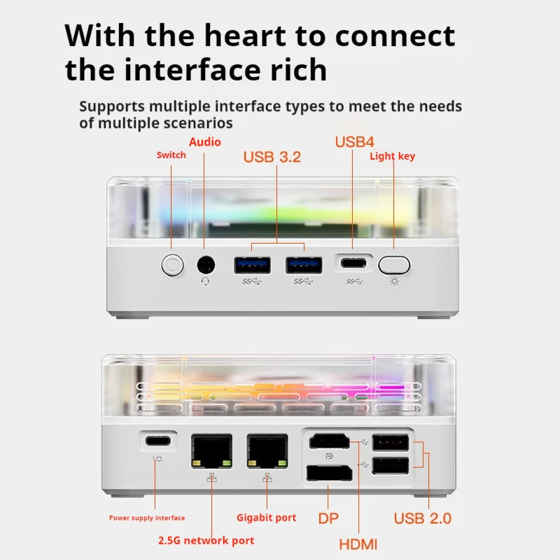 Genmachin AMD 7840HS 7735HS 7735U R9 6900HX Mini Pc Windows 11 Ryzen DDR5 4800Mhz M.2 WIFI6 BT5.2 Pc Game Diy Gaming Computer
