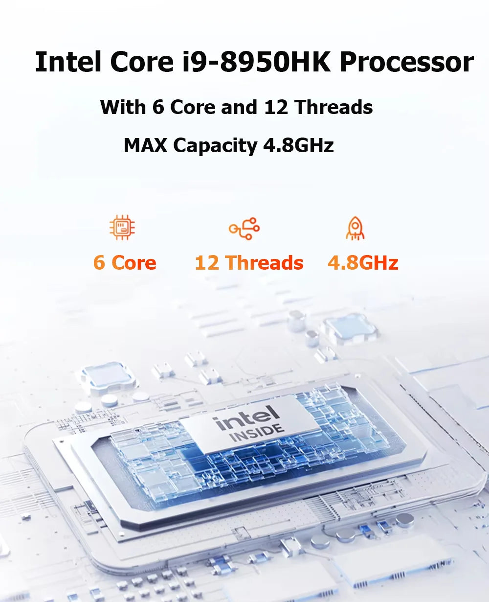 NEW Intel Core i9 8950HK 16GB RAM 1/2TB SSD Bluetooth 5.2 WiFi6 1000M Ethernet Windows 11 Gaming Office Intel i9 Mini PC