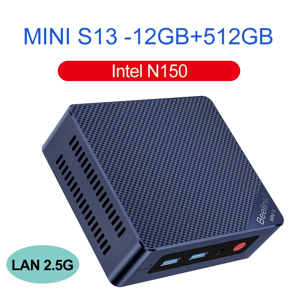 Beelink Min S N5095 S12 N95 S13 N150 Mini PC Win11 Intel 11th Gen Jasper Lake 8GB 16GB 256GB 128GB SSD Wifi BT 1000M LAN Desktop