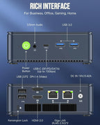 M5 Plus Gaming Mini PC Ryzen 7 5825U (Upgraded 7430U/ 5700U), 32GB RAM 1TB SSD Dual NIC LAN 2.5GbE Desktop Computers Offi