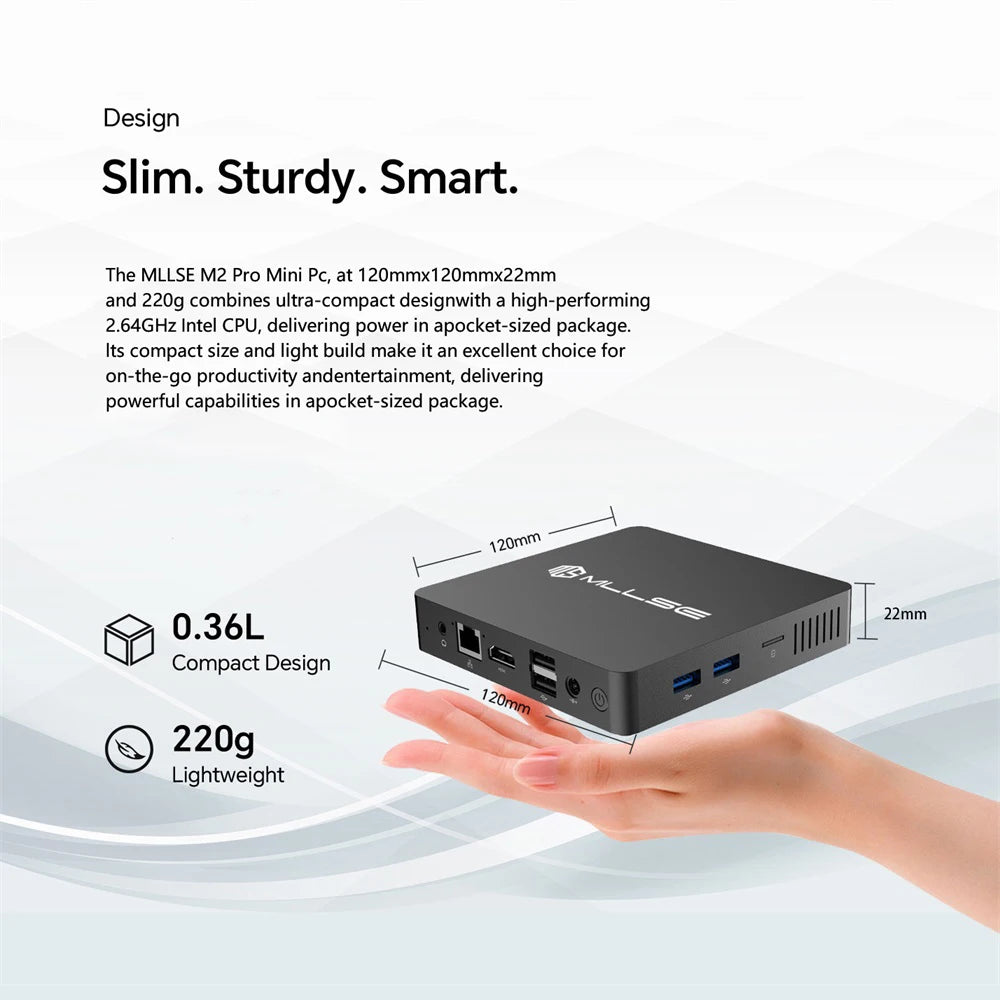 MLLSE Mini PC M2 Pro Intel Gemini Lake Intel J3710 8GB RAM 128GB ROM Dual-Band WiFi 5 Bluetooth 4.2 USB 3.0 Mini Computer