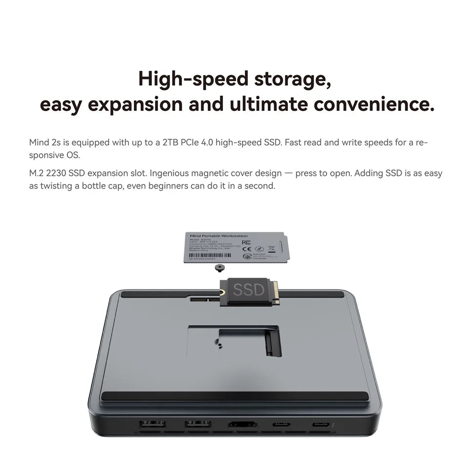Khadas Mind Pro/2/2s AI Mini PC, Micro Desktop Computer with Intel Core Ultra 7 155H, up 64GB+2TB, Windows 11 Home, 8K Display