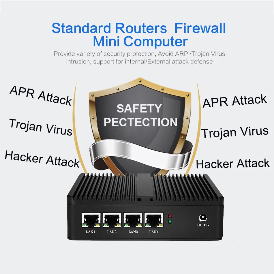 Fanless Mini PC 4 Ethernet Celeron J1900 N2830 Firewall Router Pfsense Windows OpenWrt Debian Industrial PC Computer Server