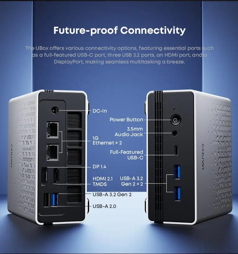 CHUWI UBox Mini PC AMD R5 16GB DDR5 512GB 6600H 6-Core 12-Thread Computer PCIe 4.0 SSD WiFi 6 BT5.2 Mini PC Desktop Computer