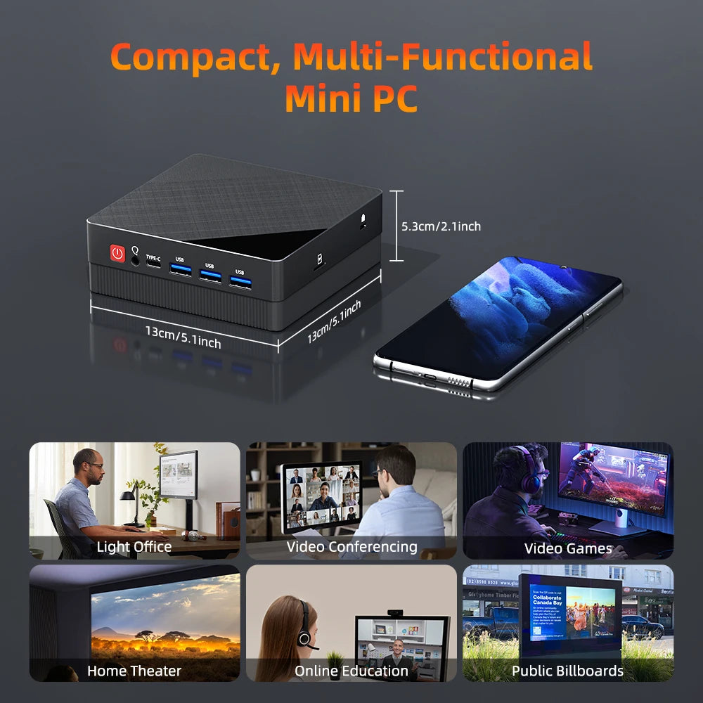 TexHoo Mini PC AMD Ryzen7 7730U R5 4300U R3 5300U Desktop Gaming Computer WIFI5 BT4.0  DDR4  Triple Display Dual  LAN