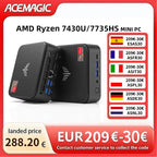 ACEMAGIC E3B MINI PC AMD Ryzen 7430U/7735HS 6-Core Powerhouse 16GB DDR4 512GB M.2 2280 SSD Wifi6 BT5.2 4K 60Hz WiFi 6 Windows 11