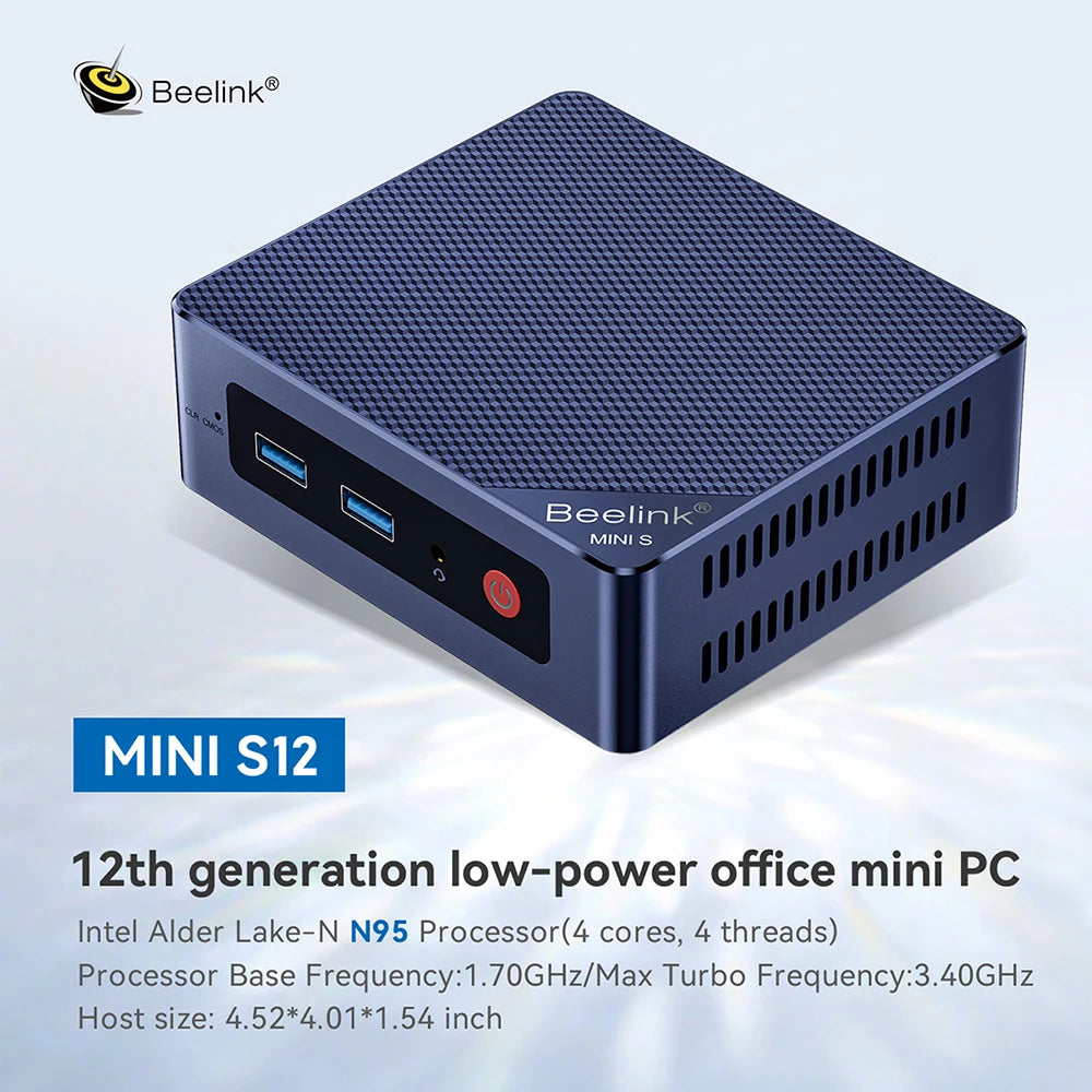 Beelink MINI S12  Mini PC 12th Gen Intel N95 S13 N150 8GB DDR4 256GB SSD Wifi5 Dual 1000M LAN Win 11 Desktop Mini Computer