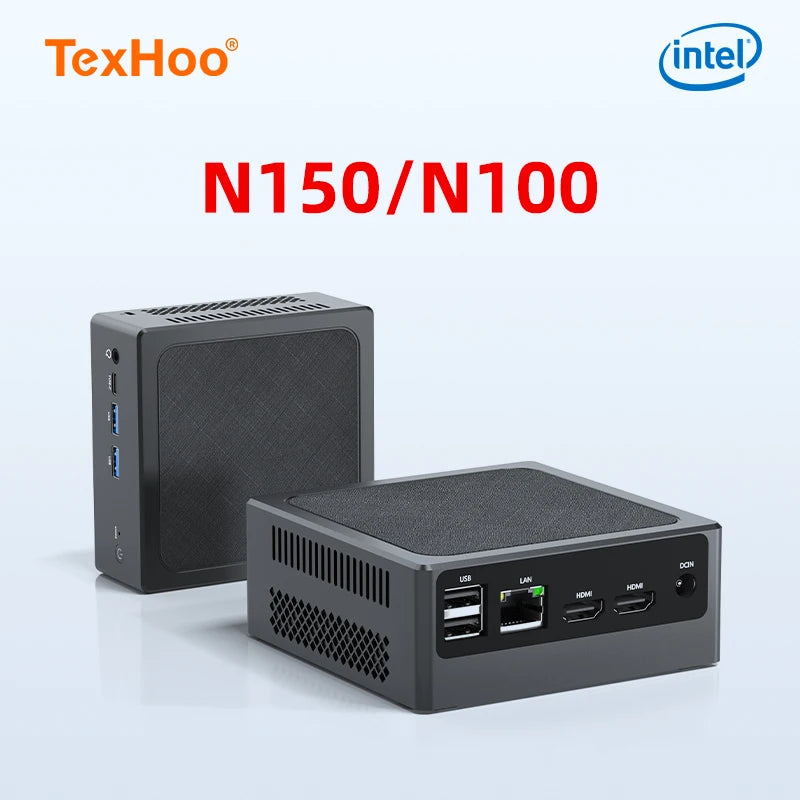 TexHoo Mini PC Intel  N150 N100  N95 Supports up to 16GB DDR4 512GB SSD  Dual HDMI  Desktop Gaming Computer