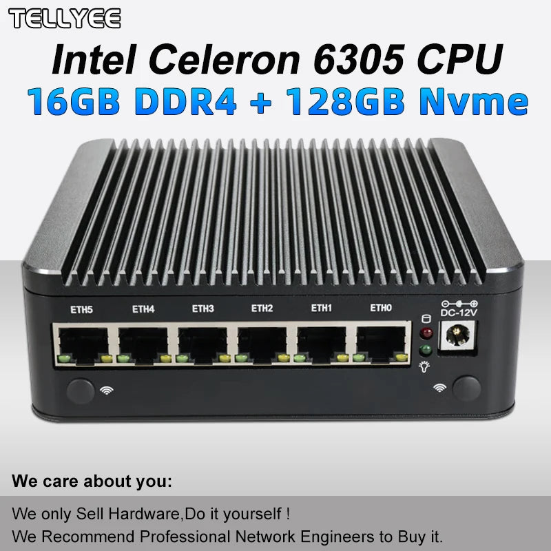 New Intel 6305 Soft router 6 LAN I226-V 2.5G fanless Mini PC DDR4 2*NVMe HD DP firewall OPNsense Mini PC