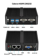 Helorpc Industrial Mini PC with Inter i3 i5 Celeron Processor Support WIN10 Linux RS232 WiFi with 4xUSB 1xHDMI 1xVGA Computer