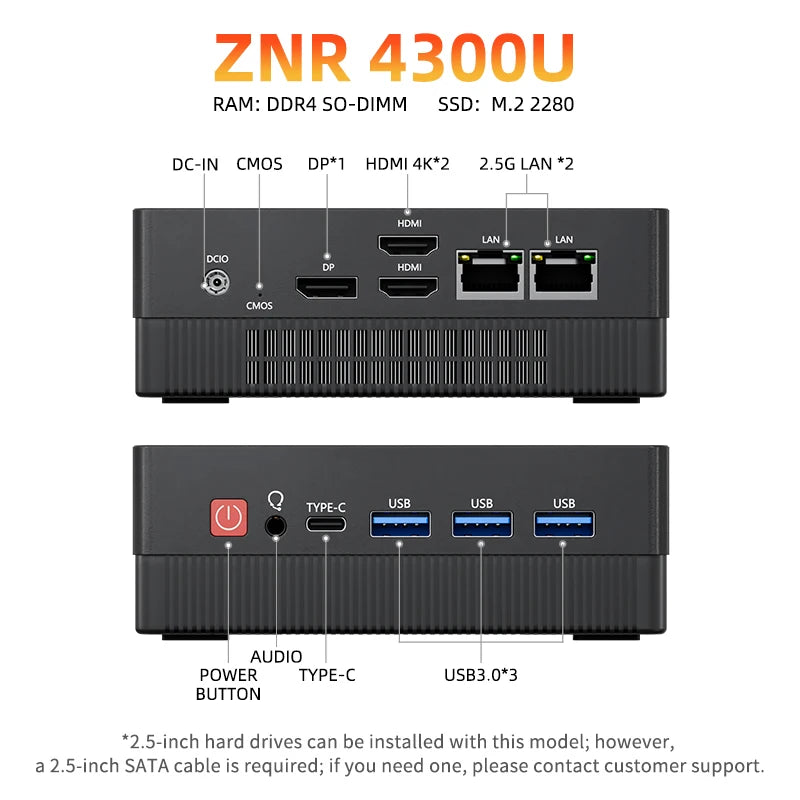 TexHoo Mini PC AMD Ryzen7 7730U R5 4300U R3 5300U Desktop Gaming Computer WIFI5 BT4.0  DDR4  Triple Display Dual  LAN