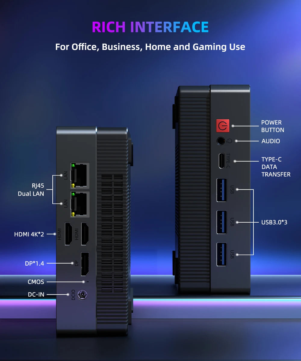 Aittact Mini PC AMD Ryzen7 7730U 4500U 4300U 5400U Desktop Gaming Computer WIFI5 BT4.0 DDR4 Triple Display Dual LAN