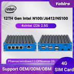 Fanless Mini Pc 4xIntel I226 2.5GB Lan N100 J6412 J5005 N6415 Quad Core Soft Router Server Esxi Rugged Firewall Appliance SIM PC