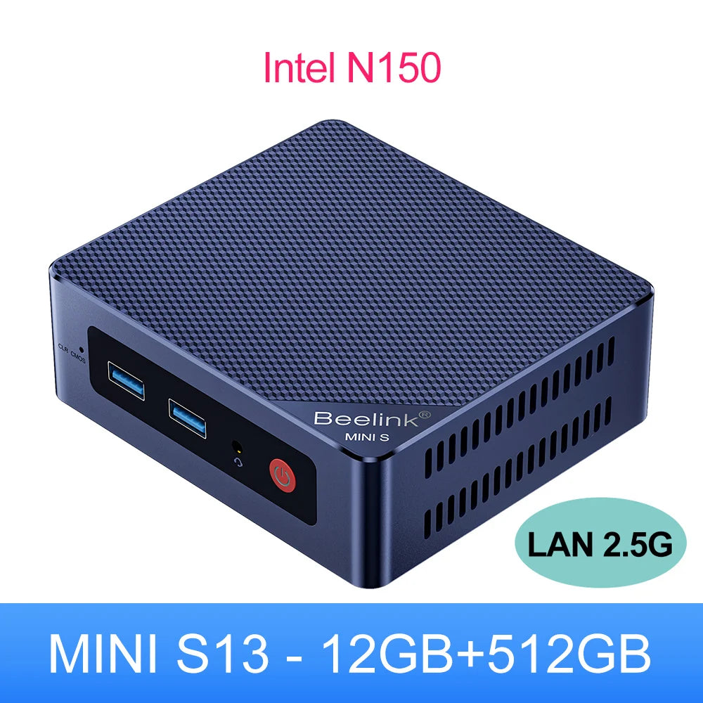 Beelink MINI S13 Mini PC Intel Twin Lake N150 16GB DDR4 500GB SSD Win11 Wifi6 1000M LAN Desktop Mini Computer