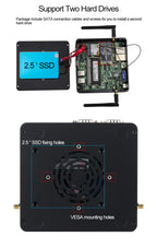 XCY Fanless Mini PC Intel Core i5-5200U i3-5005U Dual GbE LAN 2x RS-232 Serial Ports 4x USB Embedded IPC WiFi Windows Linux
