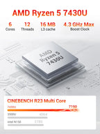 FIREBAT R3 MINI PC AMD Ryzen 5 7430U 6C/12T MAX 4.3GHz 16GB LPDDR4 RAM 512GB SSD WIFI6 BT5.2 Windows 11 Desktop Computer
